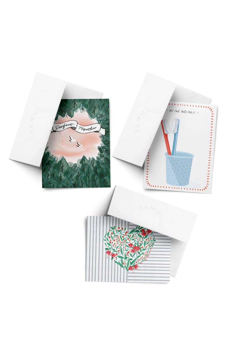 Love/Friendship Greeting Card Pack (3ct) "Toothbrush, Heart, Perfect Together", Main, color, Multi-Pack