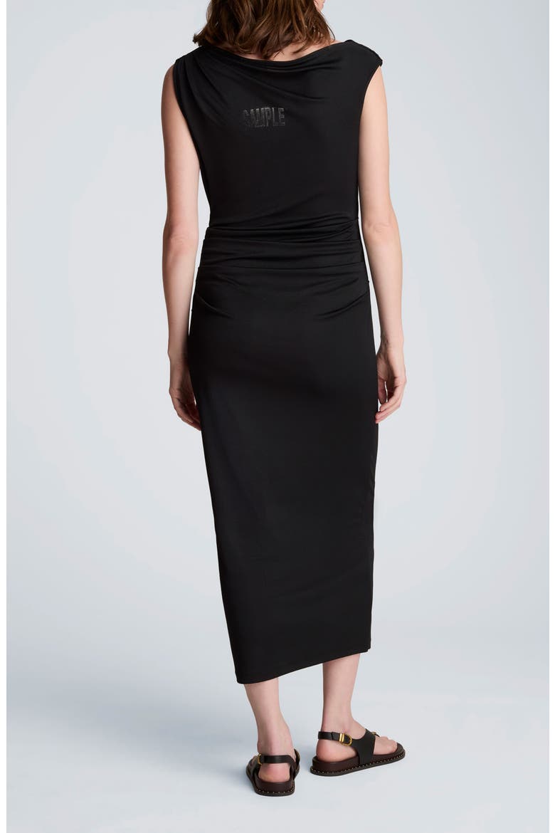 Ruched One-Shuolder Maxi Dress, Alternate, color, BLACK