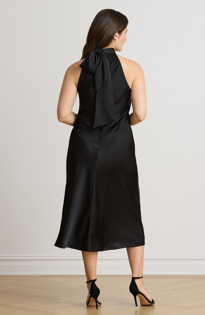 Lauren Ralph Lauren Satin Halter Neck Cocktail Dress, Alternate, color, Black