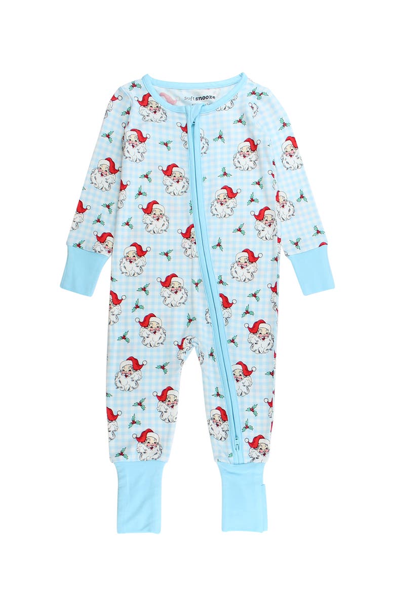 RuffleButts Gender Inclusive SoftSnooze Baby Convertible One Piece Pajama, Main, color, Blue Dear Santa