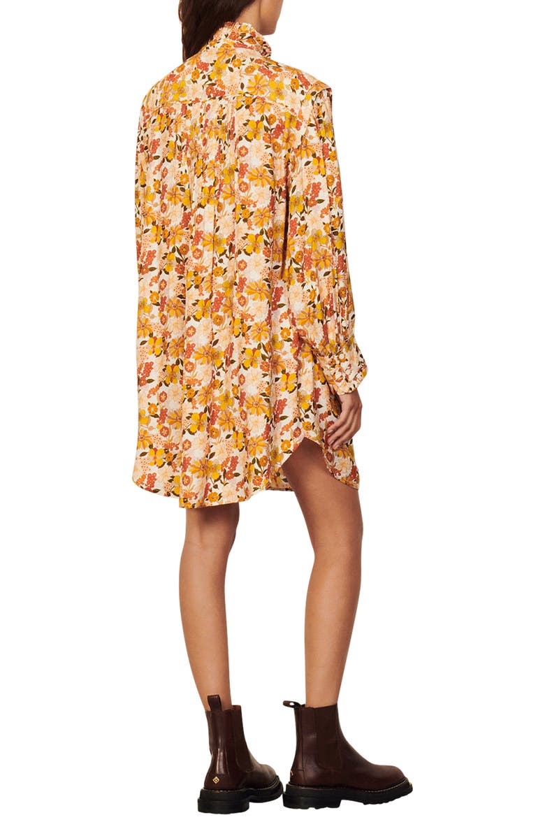 SANDRO Filipa Floral Long Sleeve Dress, Alternate, color, Ecru