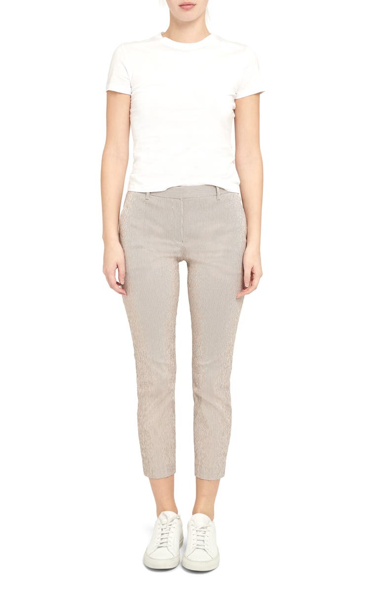 Theory Treeca Seersucker Ankle Pants, Alternate, color, 