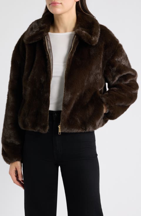 Zip Front Faux Fur Blouson Jacket