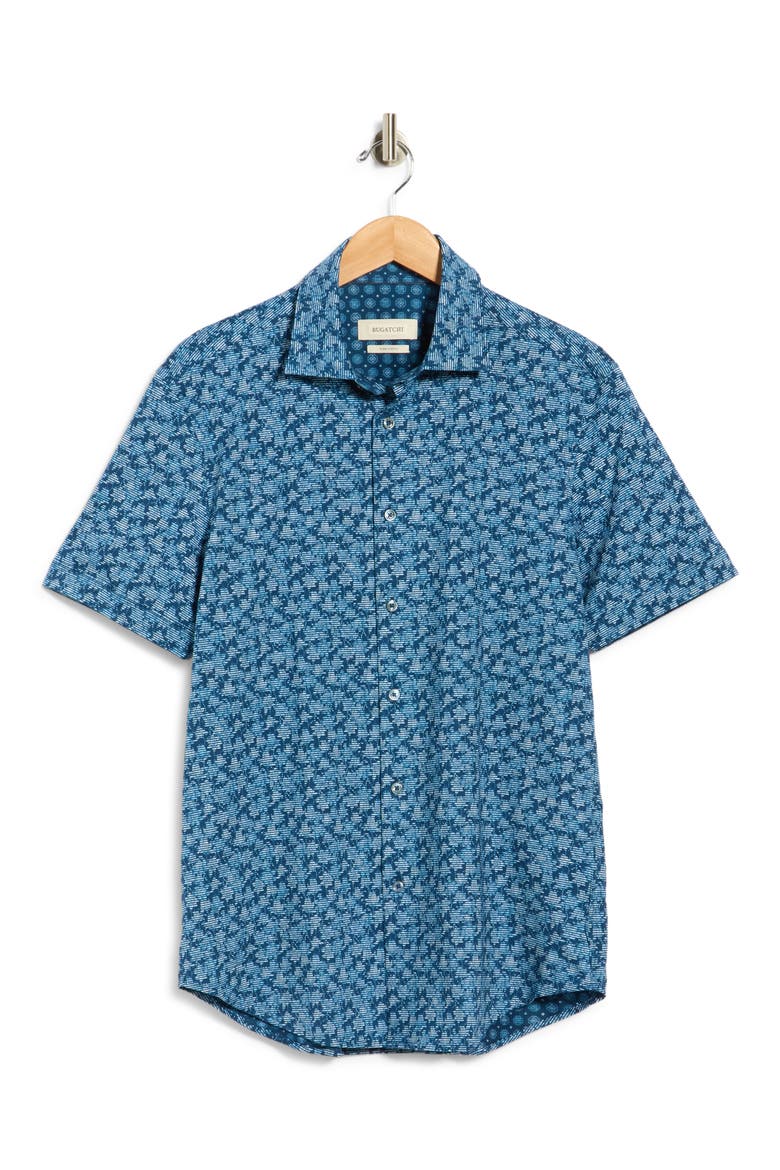 Short Sleeve Woven Shirt, Main, color, NIGHT BLUE