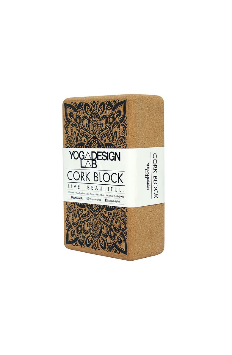 Yoga Design Lab Cork Yoga Block, Alternate, color, Mandala Black