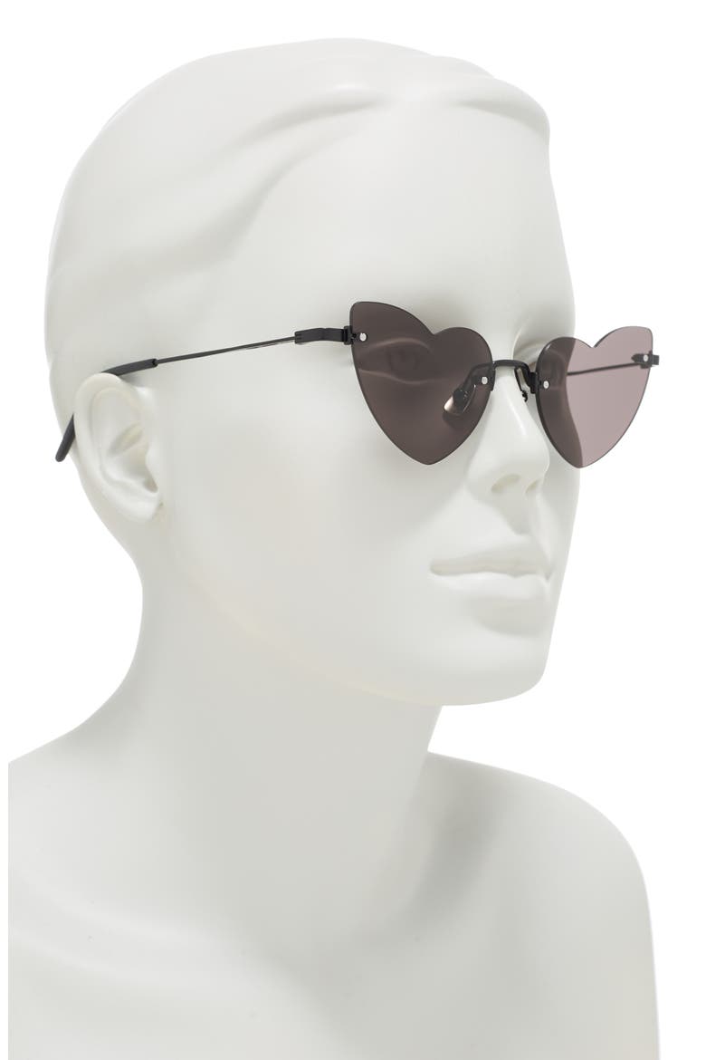 50mm Heart Sunglasses, Alternate, color, BLACK BLACK BLACK