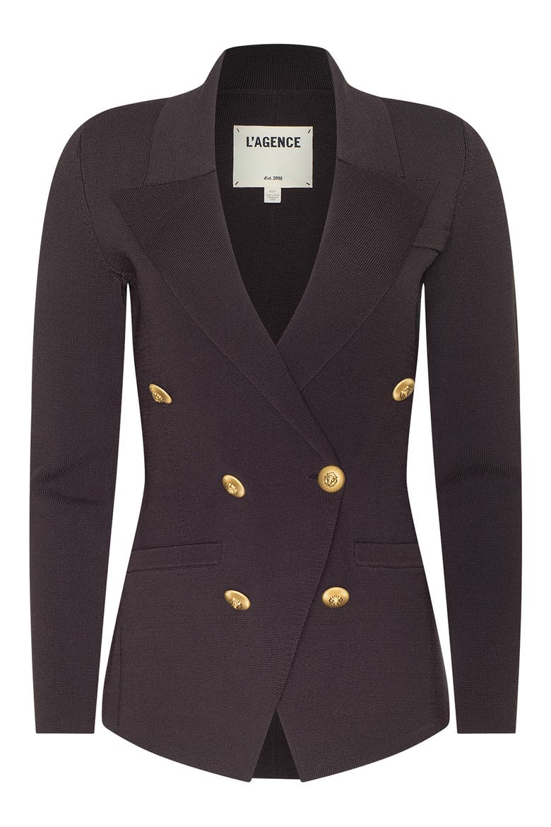 Amelia Knit Blazer, Alternate, color, DARK JAVA/ GOLD