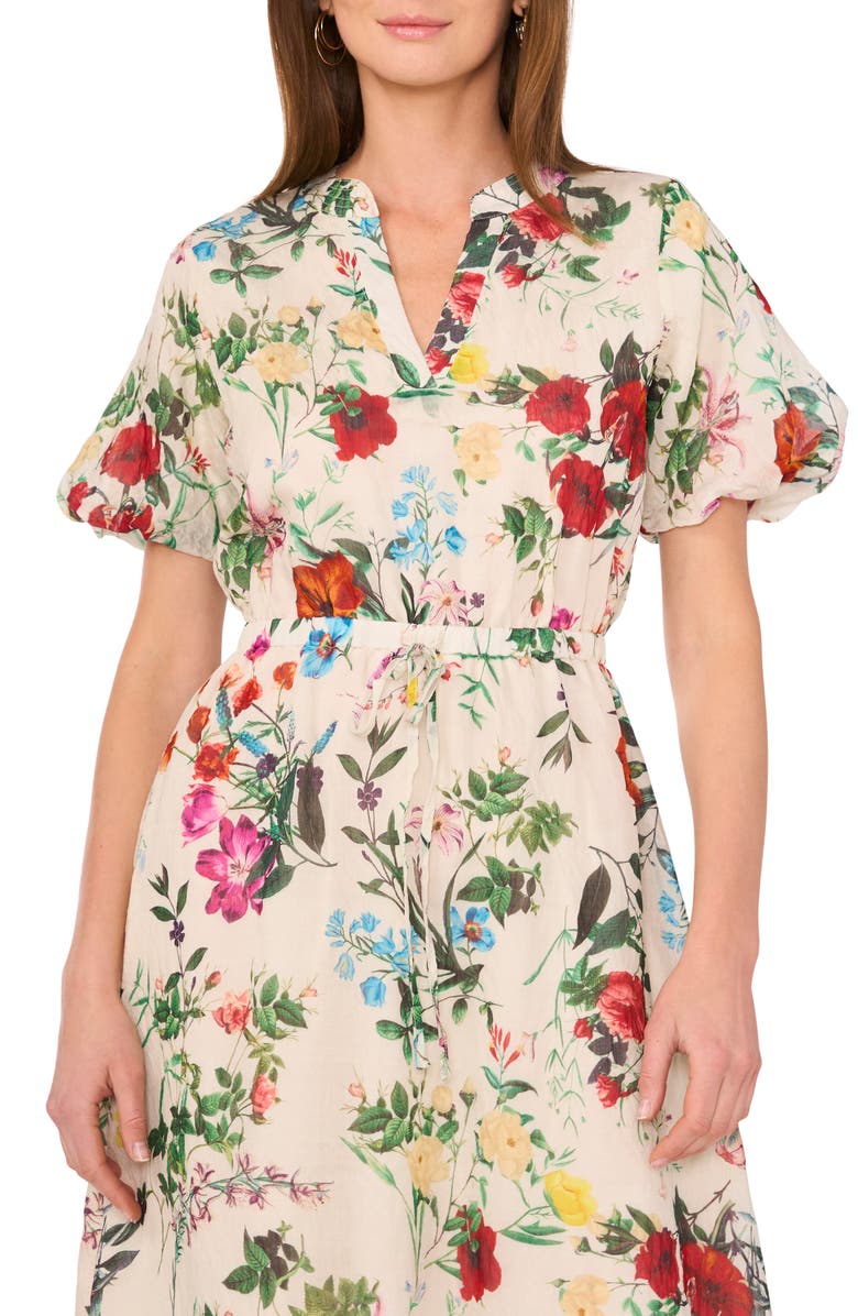 Vince Camuto Floral Puff Sleeve A-Line Maxi Dress, Alternate, color,