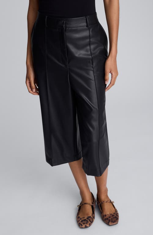 Kenneth Cole Faux Leather High Rise Pintuck Culotte Pant In Black