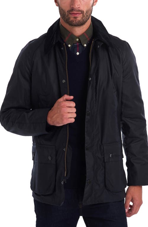 Shop Barbour Ashby Waxed Cotton Jacket In Navy 2