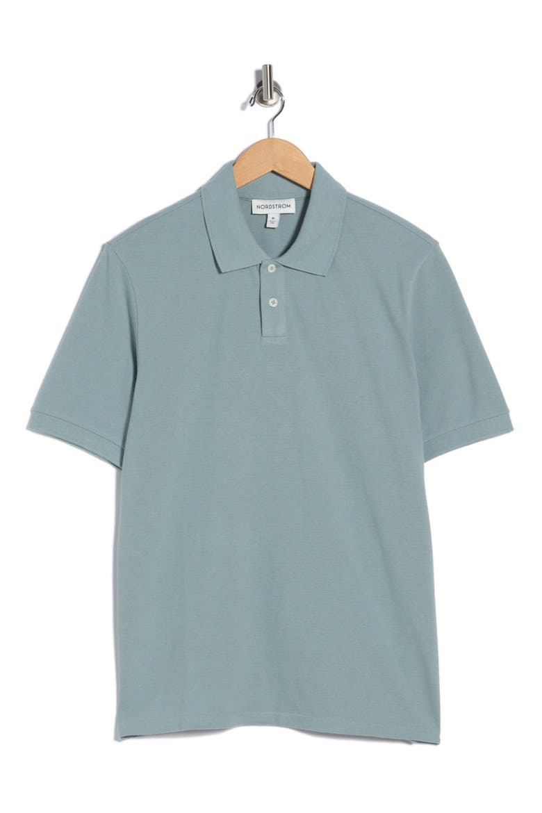 Cotton Blend Piqué Knit Polo, Alternate, color, BLUE SPRUCE