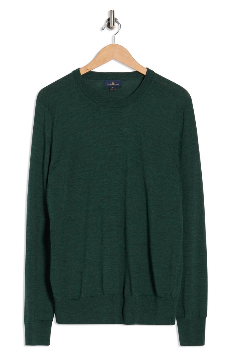 Brooks Brothers Wool Crewneck Sweater, Alternate, color, Dark Green