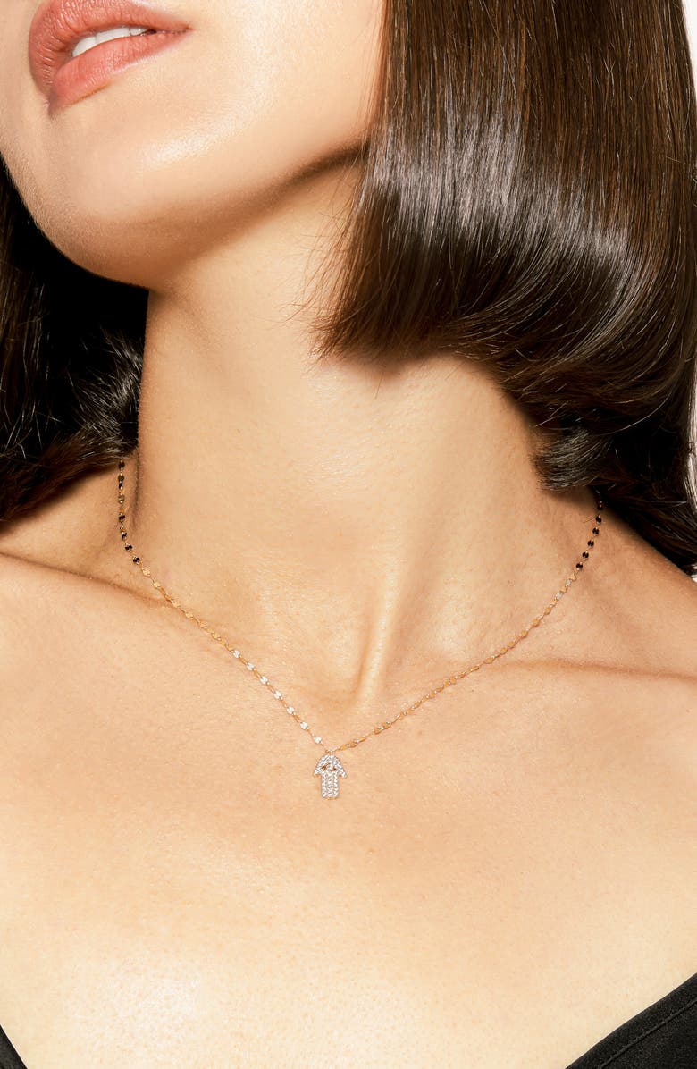 LANA Diamond Hamsa Pendant Necklace, Alternate, color,