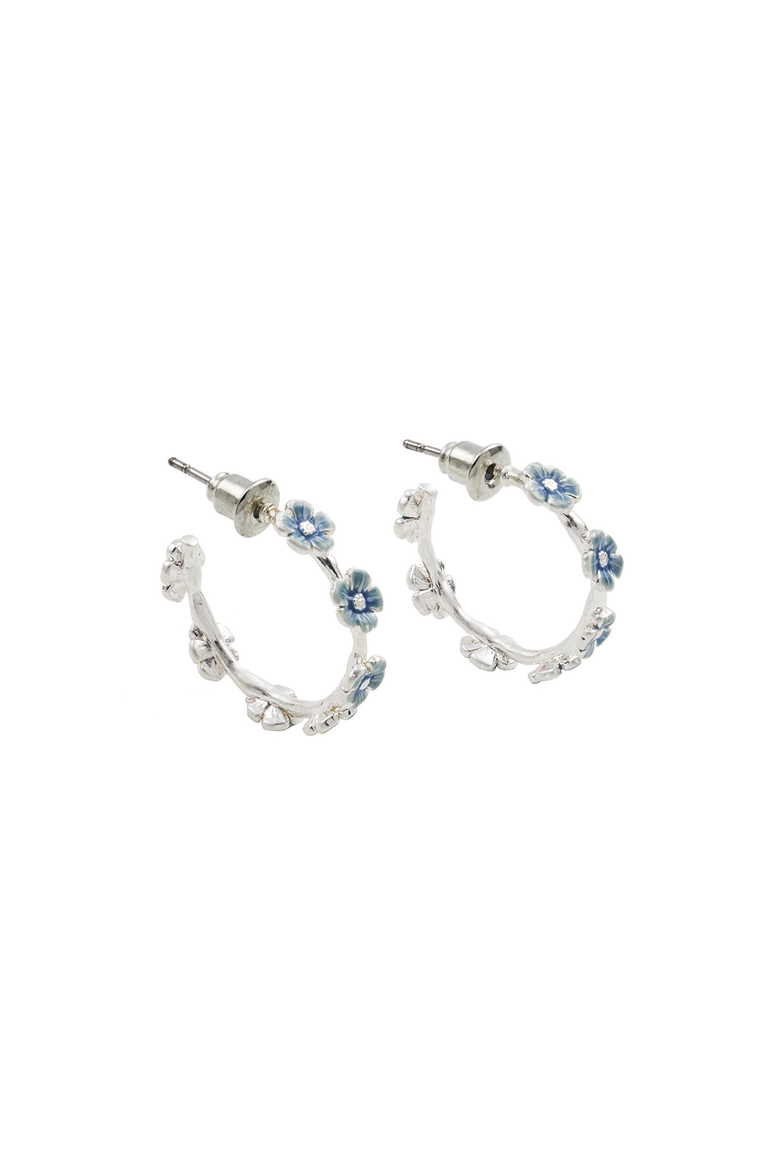 Forget-Me-Not Stud Hoop Earrings Silver, Main, color, Blue & Silver