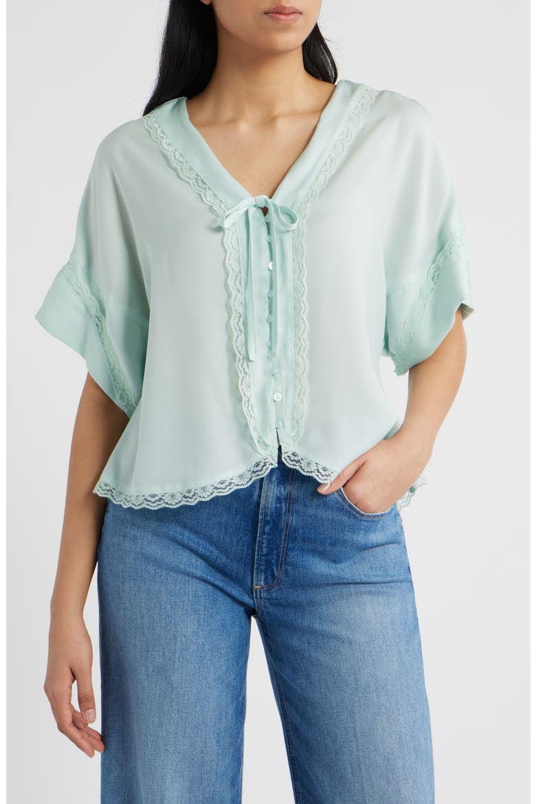 Lace Trim Dolman Sleeve Top, Main, color, MORNING MIST