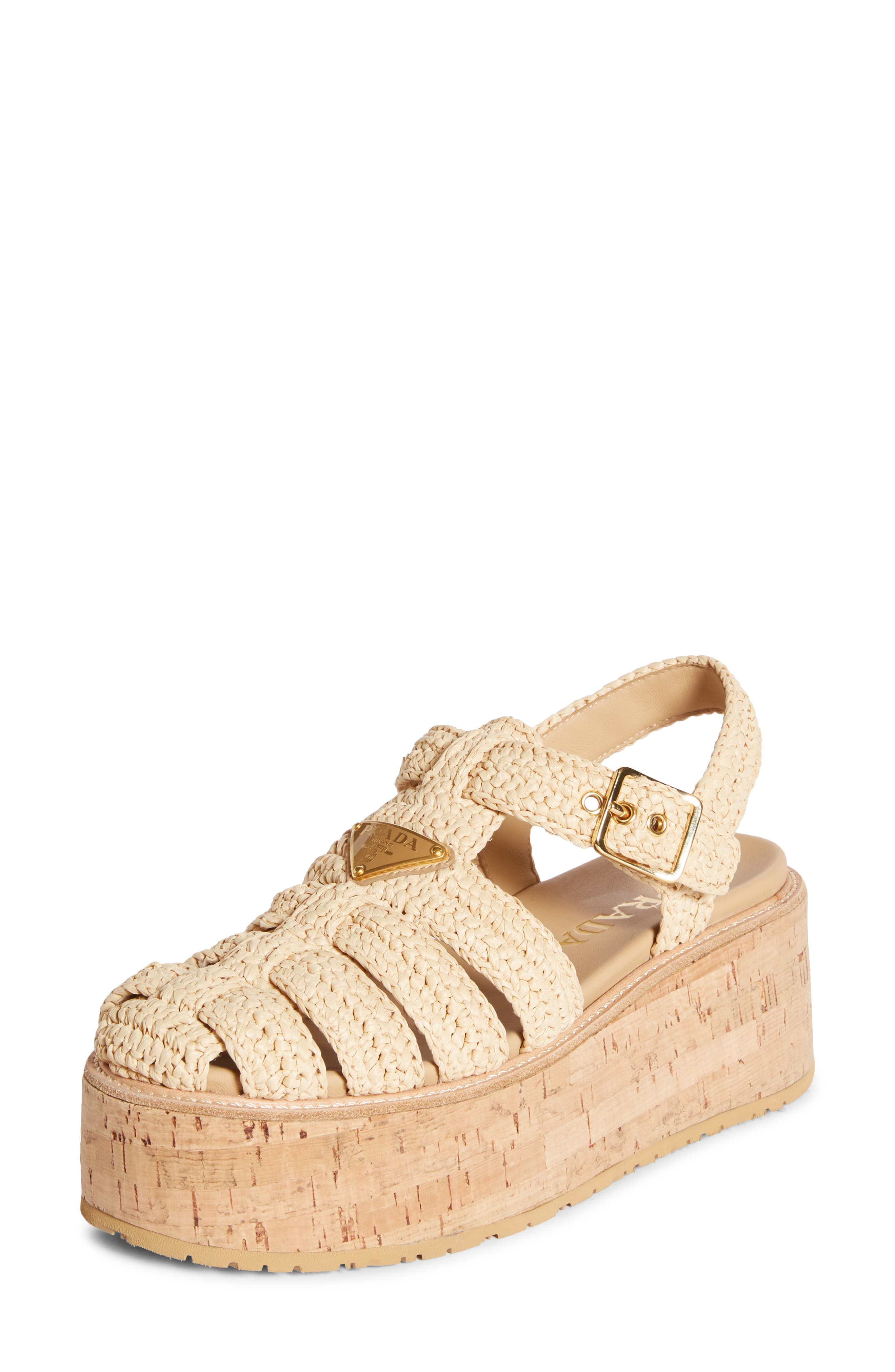 Prada Flatform Fisherman Sandal, Main, color, 