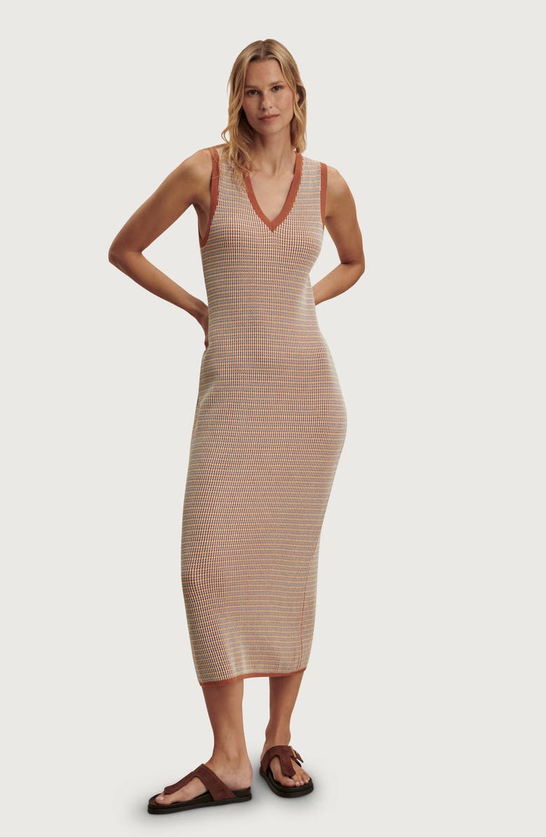 Varley Albane Knit Cotton Midi Dress, Alternate, color, Caramel Clay