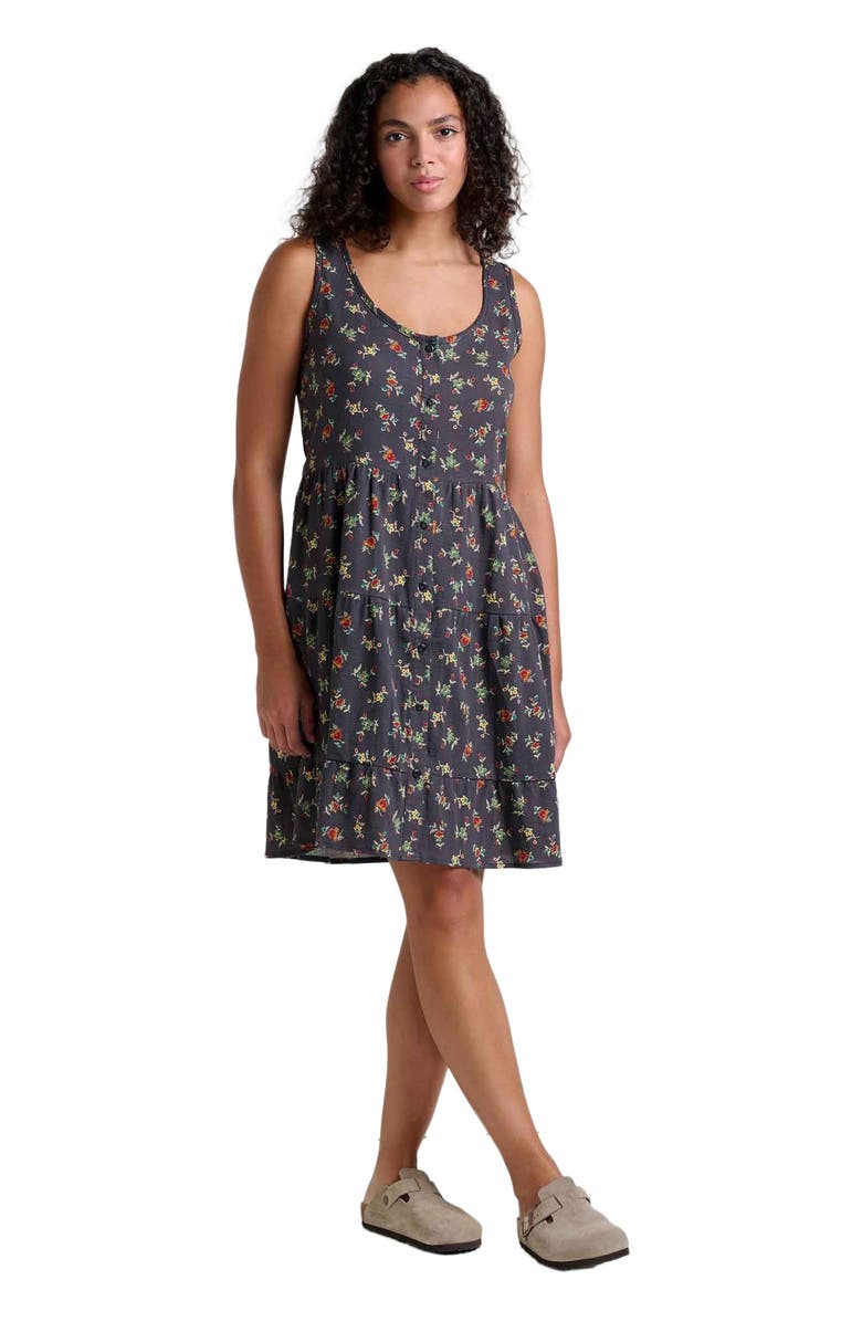 Toad & Co Manzana Tiered Sleeveless Dress, Main, color, Black Graphic Print