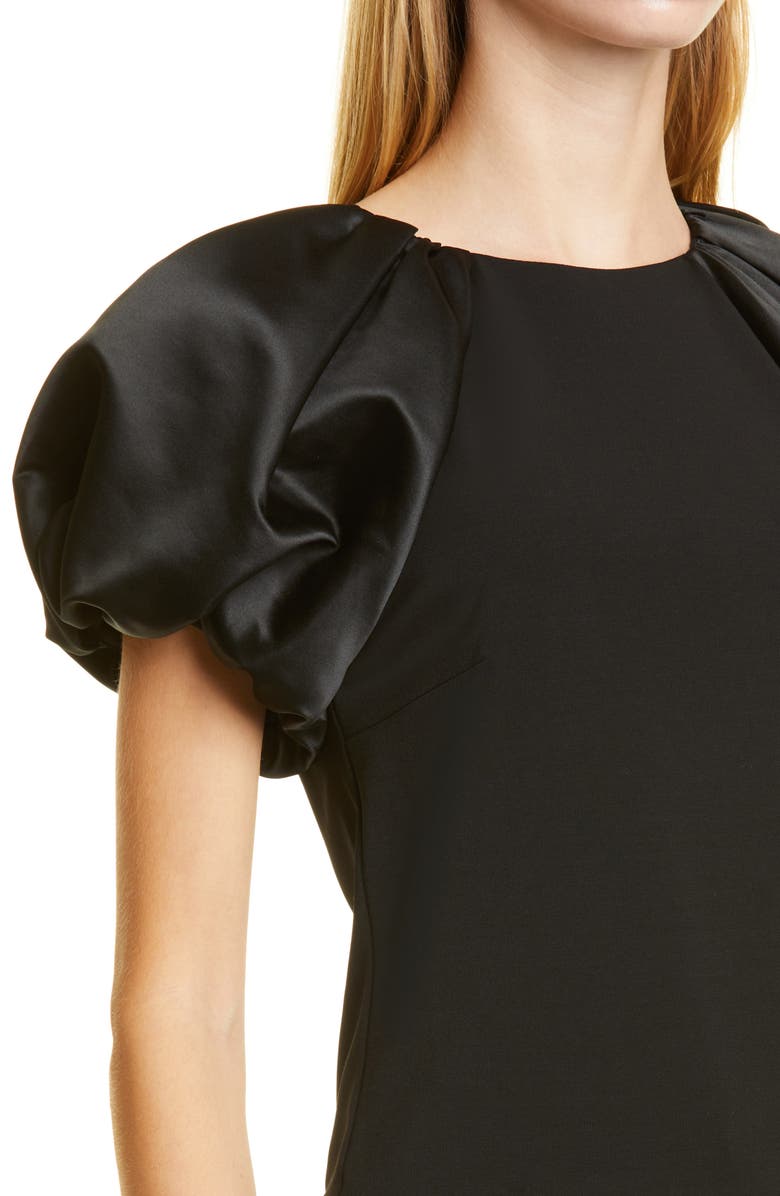 Alice + Olivia Cici Satin Puff Sleeve Top, Alternate, color, 
