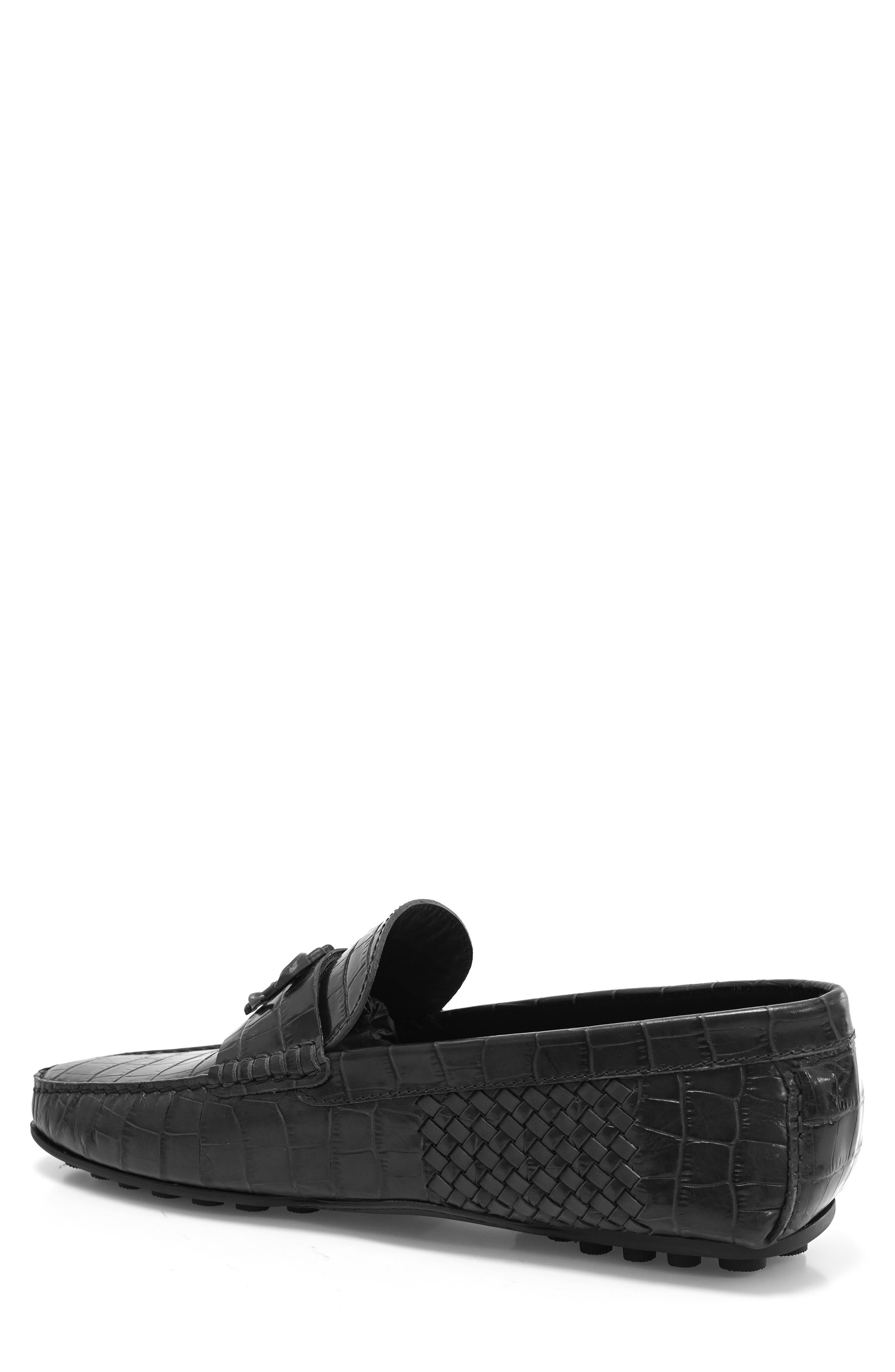 Roberto Cavalli Cocco Woven Croc Embossed Driving Loafer, Alternate, color, 