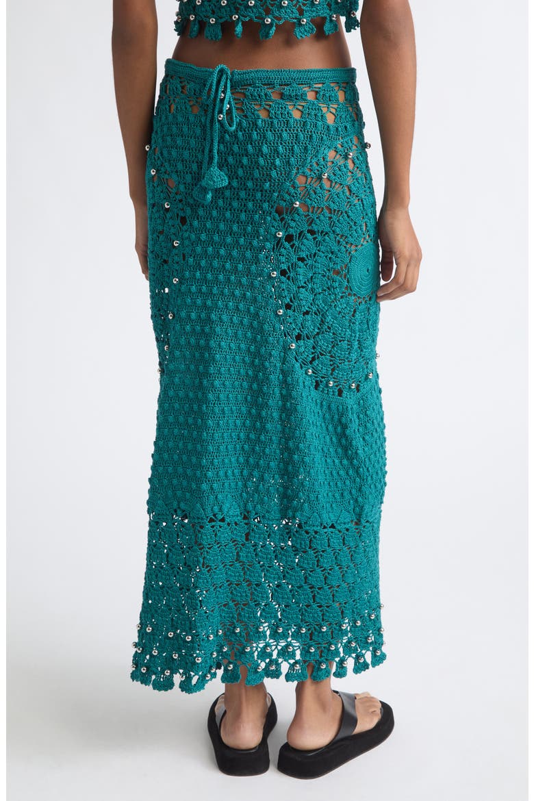 Beaded Cotton Crochet Skirt, Alternate, color, GREEN
