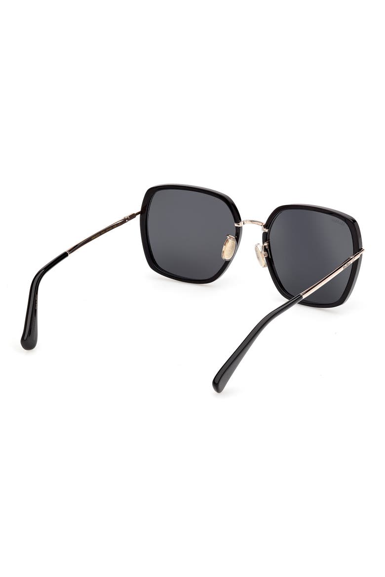 57mm Square Sunglasses, Alternate, color, SHINY BLACK / SMOKE