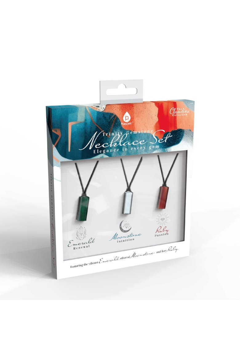 Trinity Gemstone Necklace Set Elegance in Every Gem, Main, color, Multicolor
