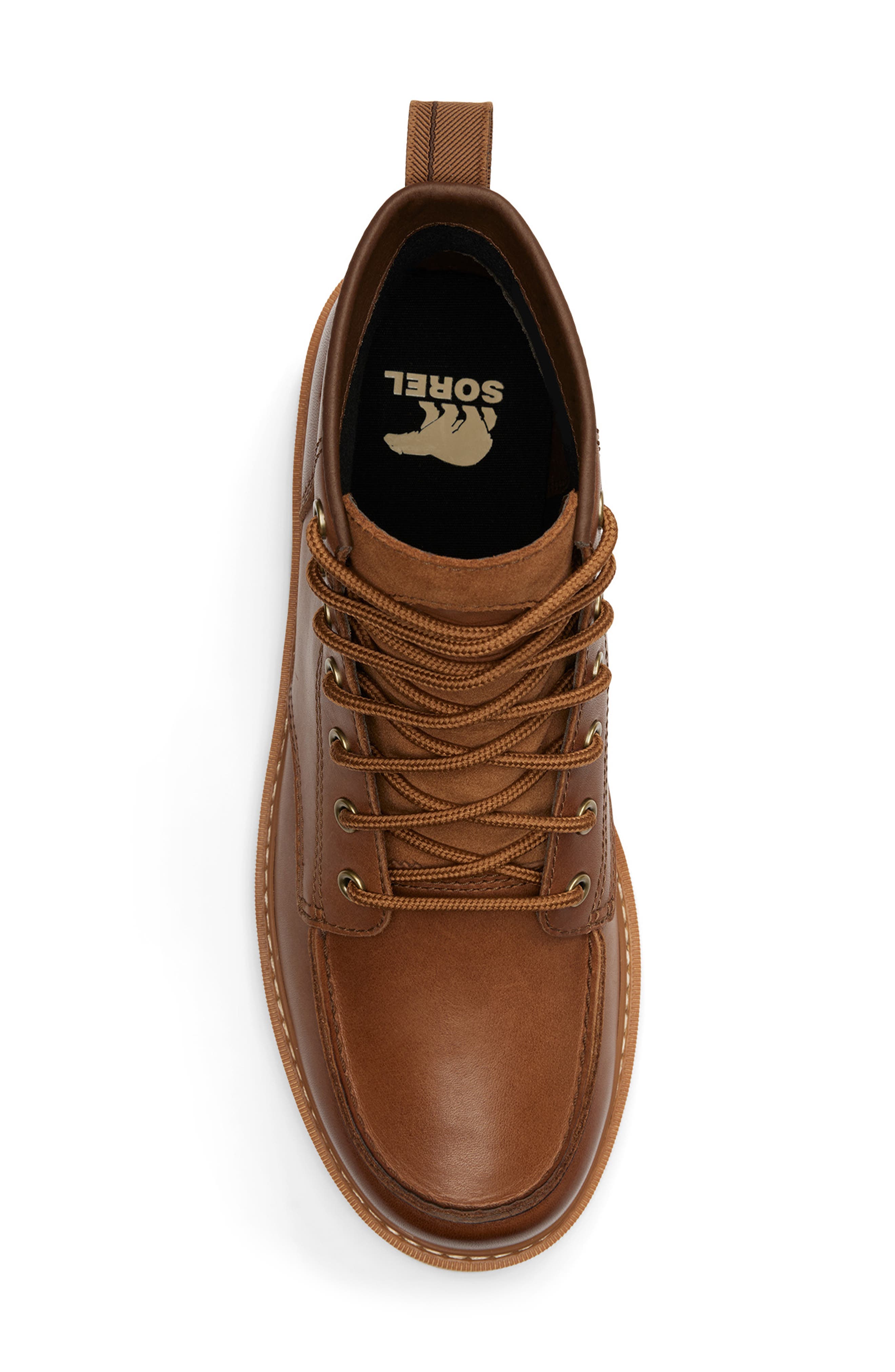 SOREL Slabtown 62 Waterproof Moc Toe Boot, Alternate, color, Velvet Tan/ Tobacco