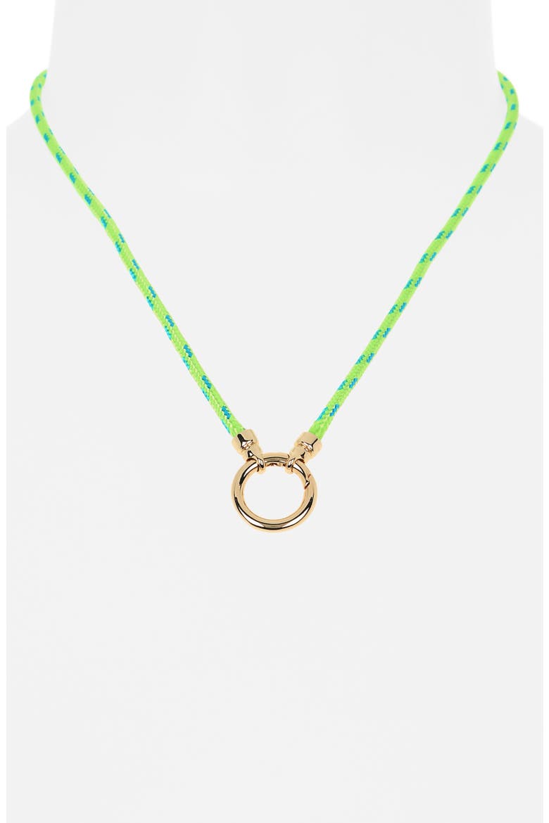 Charm Holder Braided Cord Necklace, Alternate, color, NEON GREEN- GOLD