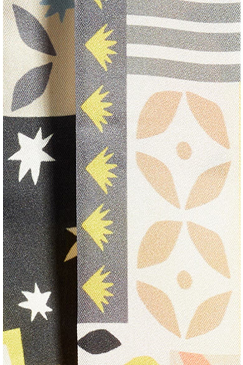 Coastal Collage Silk Ribbon Scarf, Alternate, color, BLACK