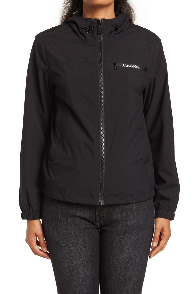 Water-Resistant Windbreaker Jacket, Alternate, color, BLACK