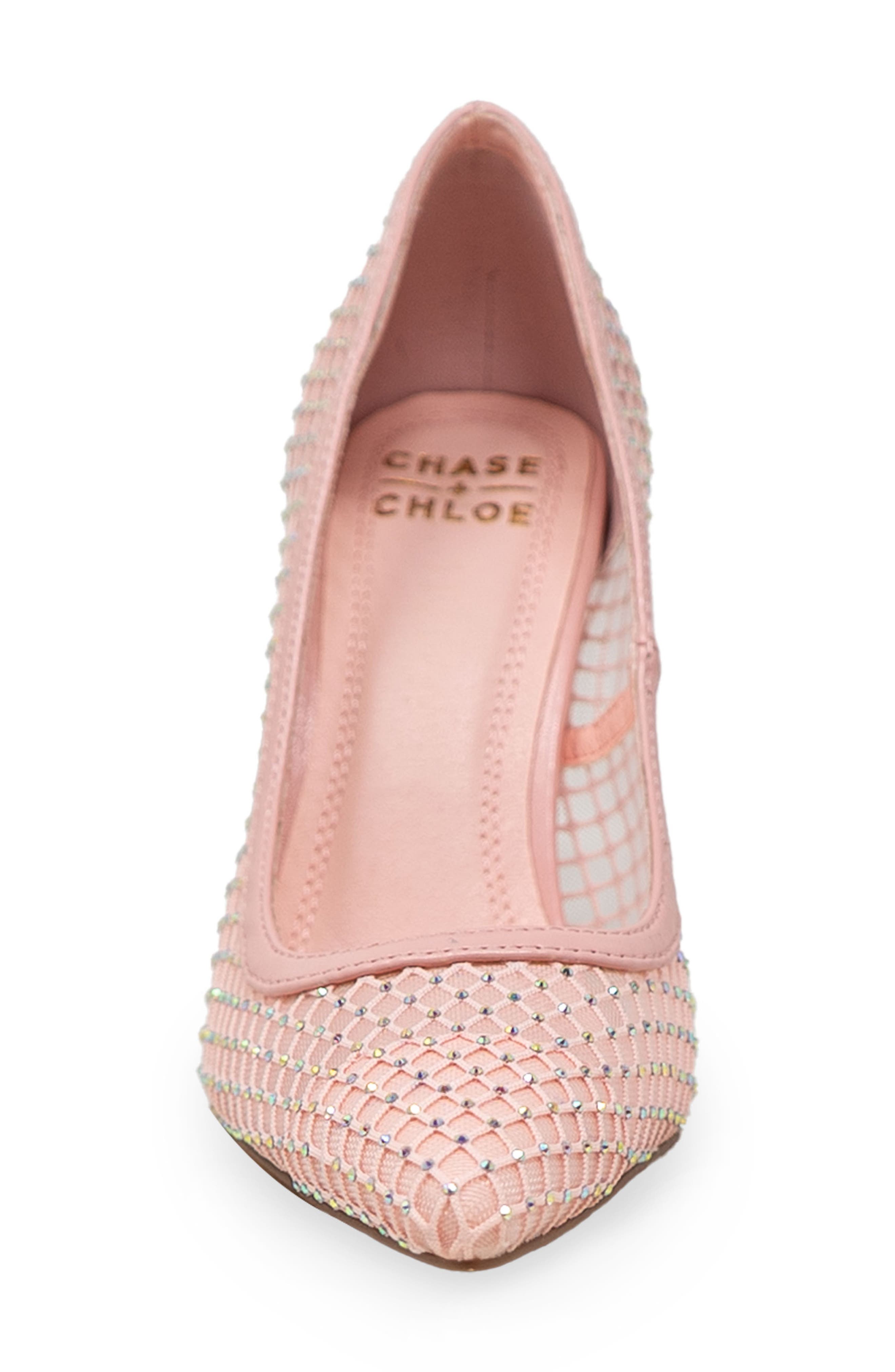 CHASE AND CHLOE Amalia Rhinestone Mesh Pump, Alternate, color, Pink Rhinestone Mesh