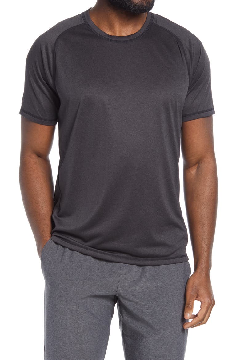 Performance T-Shirt, Main, color, BLACK WHITE MELANGE