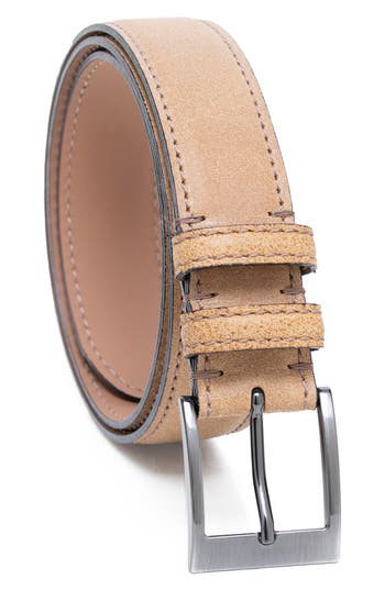 Made In Italy Waxed Leather Belt In Brown