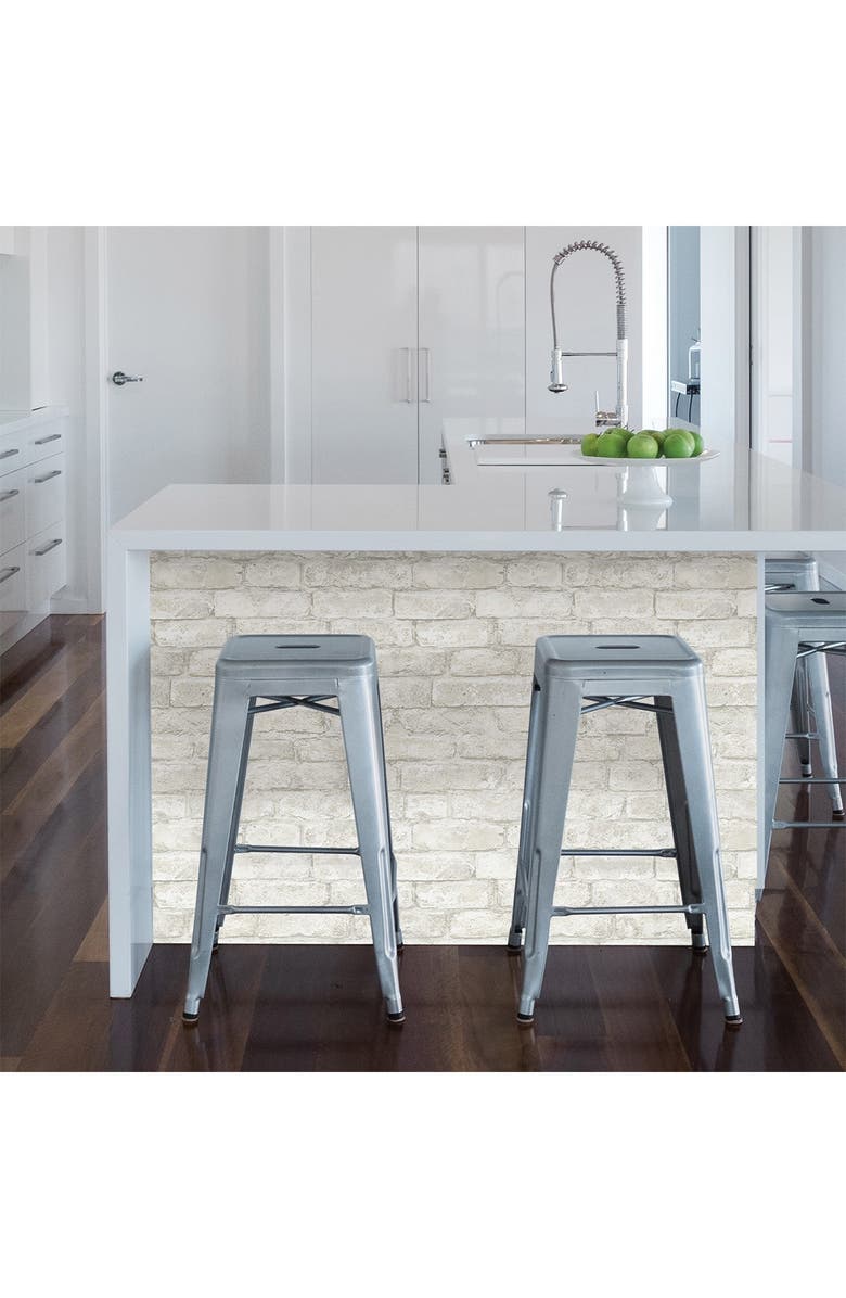 Wallpops White Denver Brick Peel & Stick Wallpaper, Alternate, color,