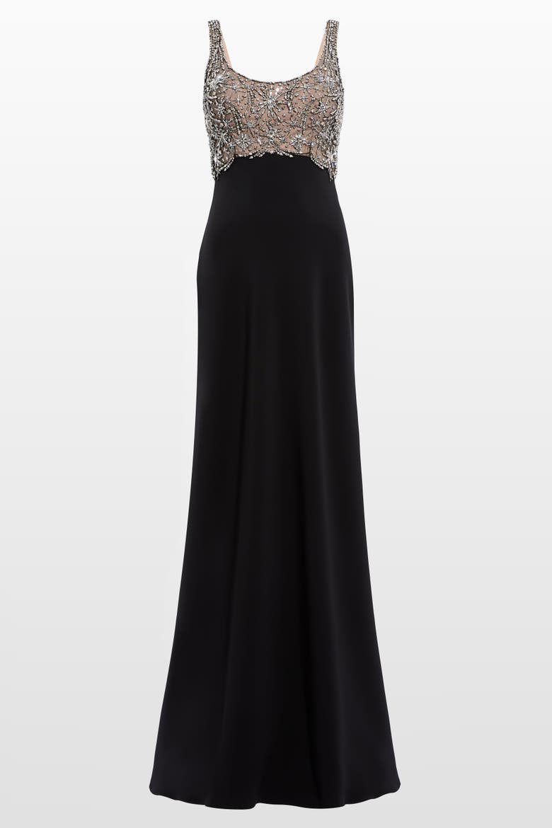 Reverie Embellished Maxi Dress, Main, color, Liquorice - Illusion