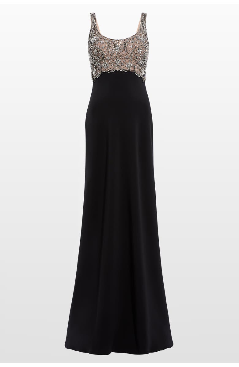Jenny Packham Reverie Embellished Maxi Dress, Main, color, Liquorice - Illusion