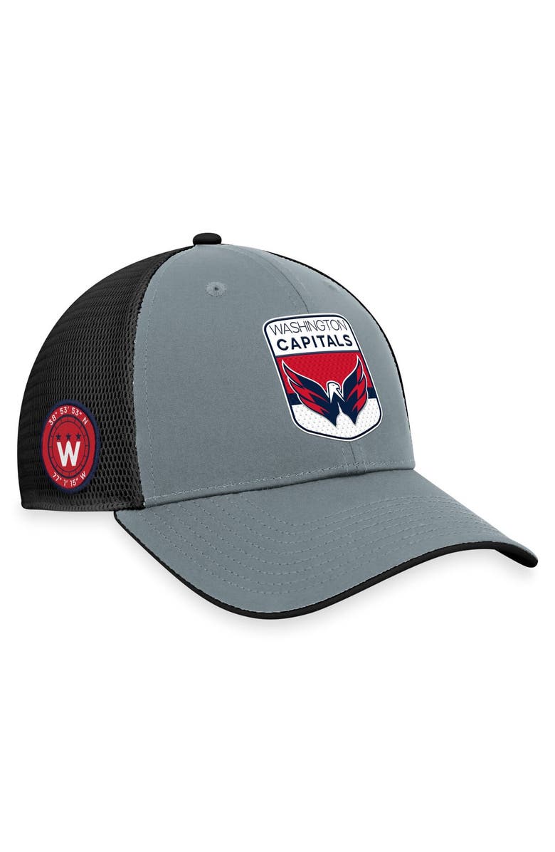 FANATICS Men's Fanatics Branded Gray/Black Washington Capitals Authentic Pro Home Ice Trucker Adjustable Hat, Main, color, Gray