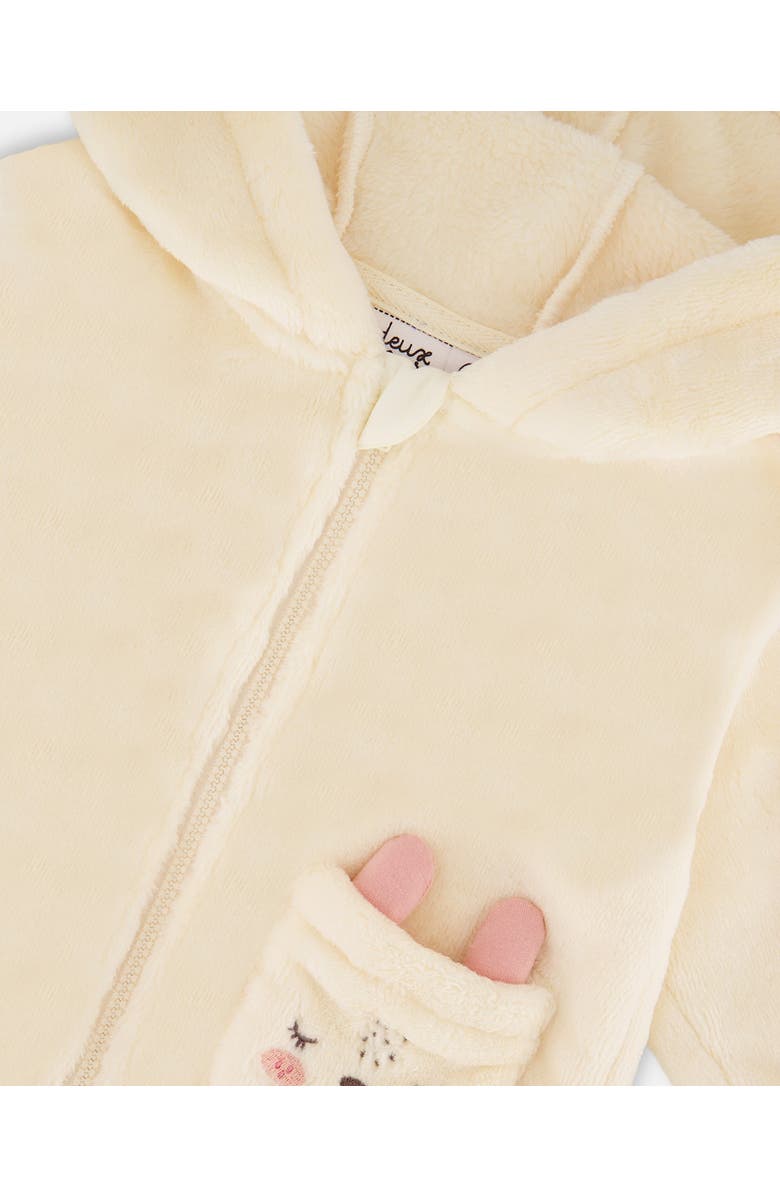Deux par Deux Plush Hooded Jacket, Alternate, color, Off-White