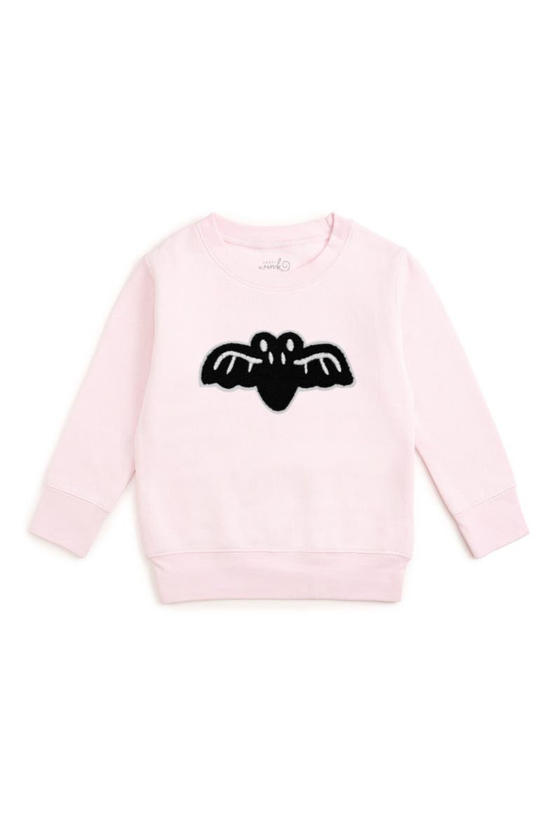 Pink Bat Patch Halloween Sweatshirt, Main, color, Ballet Pink