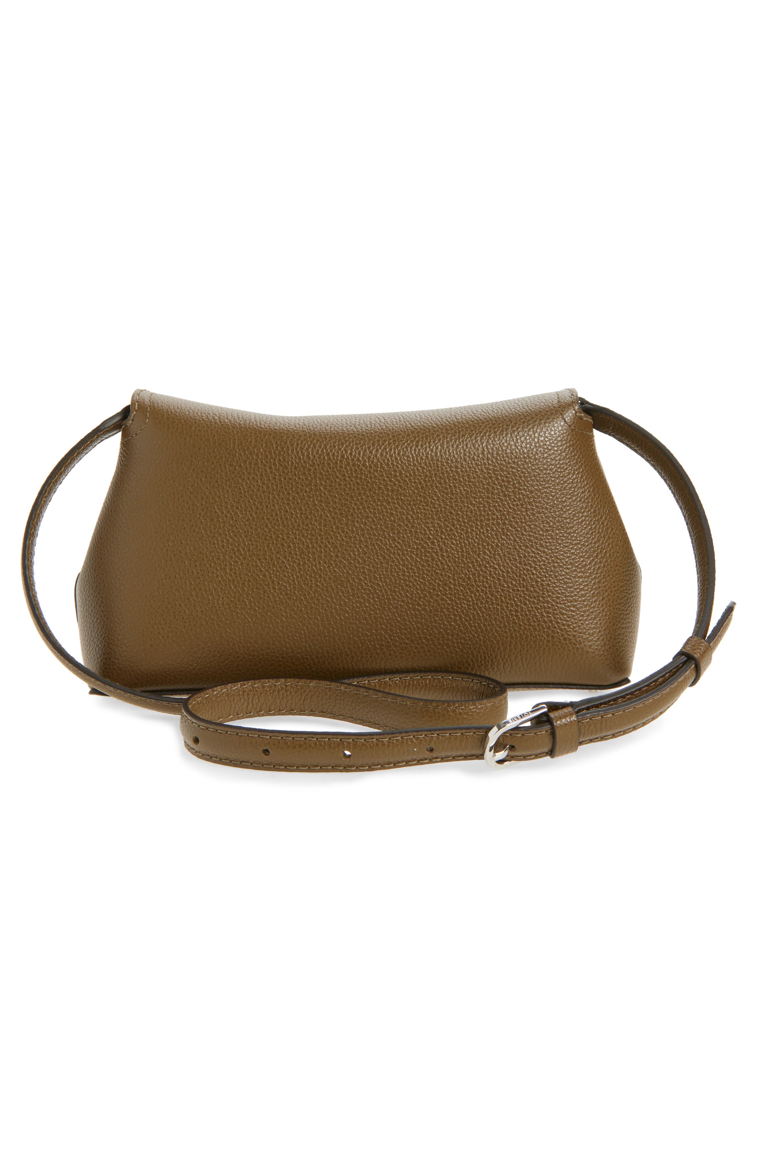 TOTEME Palmellata T-Lock Leather Clutch Crossbody, Alternate, color, Dark Taupe
