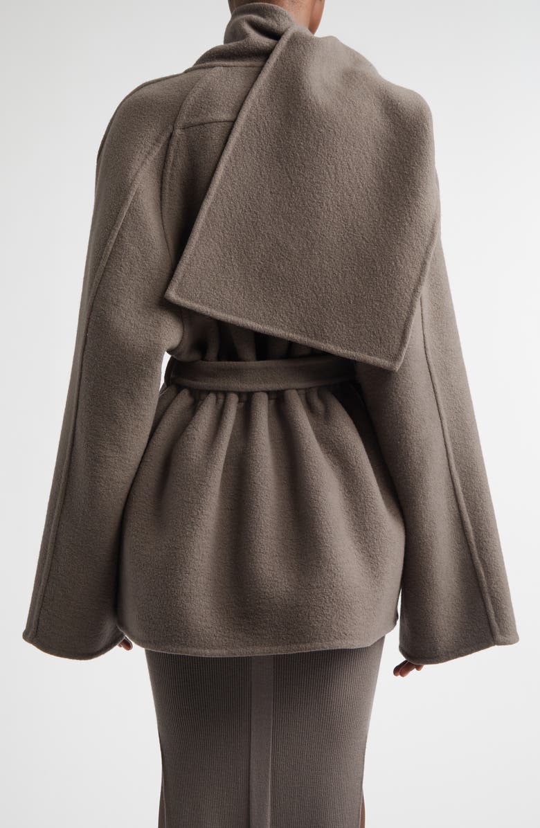 Rick Owens Scarf Flight Cashmere Coat, Alternate, color, Dust