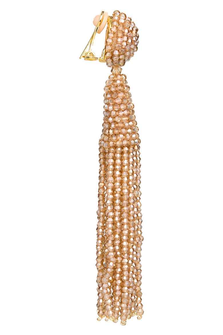 Beaded Conical Tassel Drop Earrings, Alternate, color, CHAMPAGNE