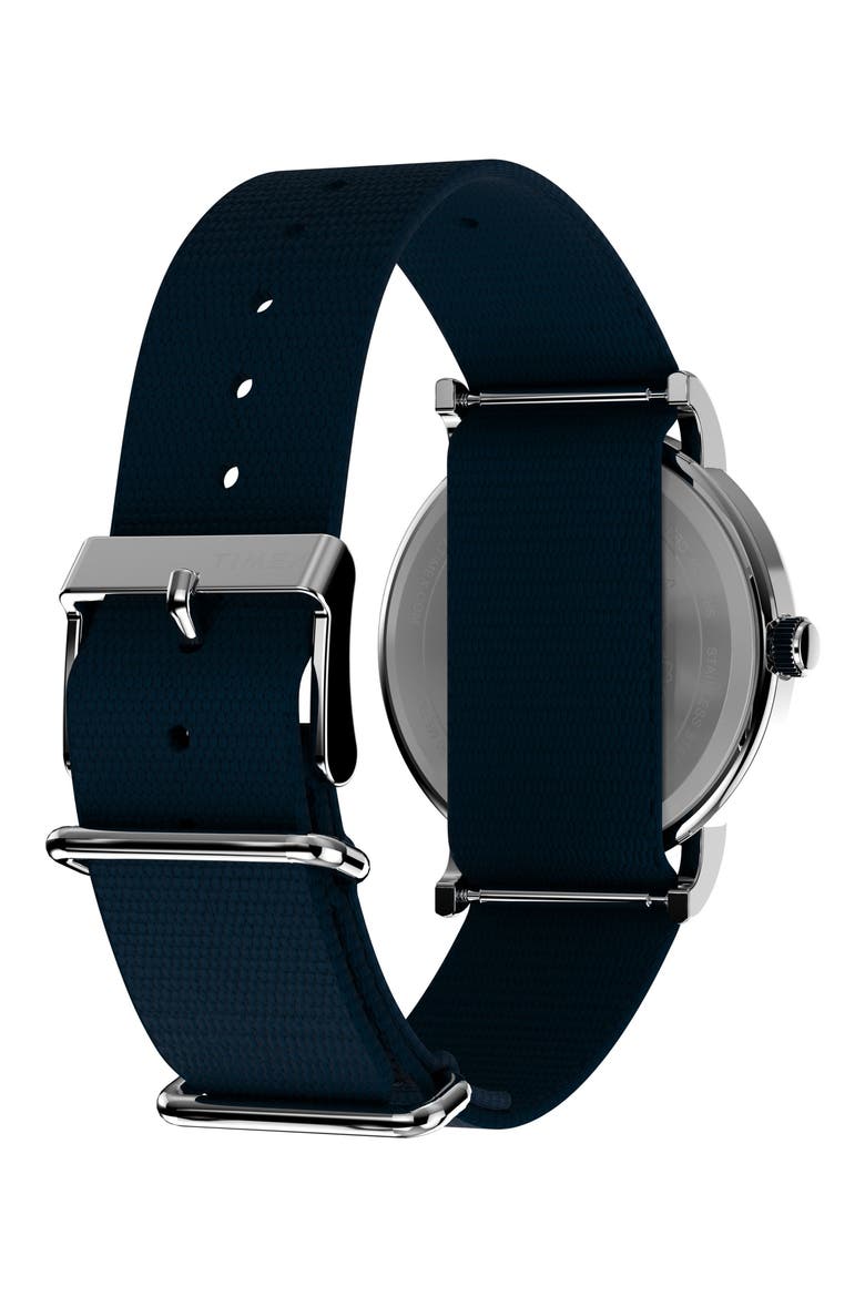 Peanuts® x Timex Weekender Baseball 38mm Fabric Strap Watch, Alternate, color, NAVY/ SILVER-TONE