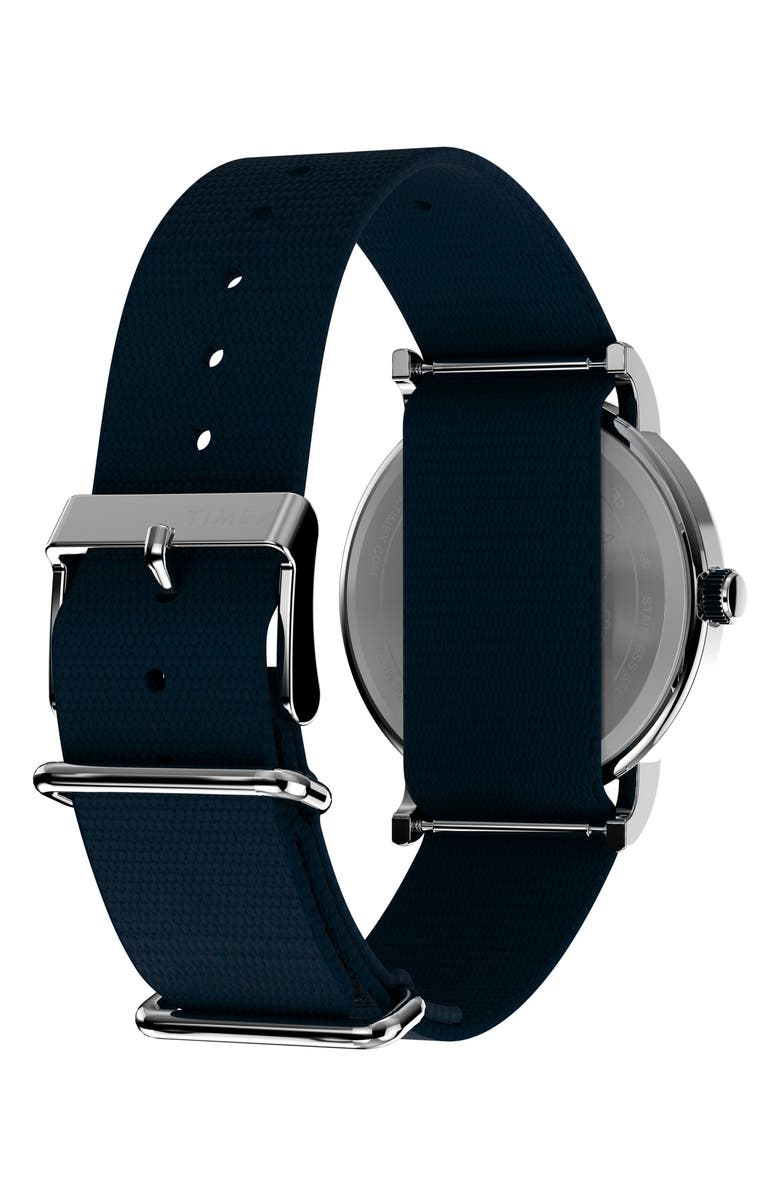 Timex<sup>®</sup> Peanuts<sup>®</sup> x Timex Weekender Baseball 38mm Fabric Strap Watch, Alternate, color, Navy/ Silver-Tone
