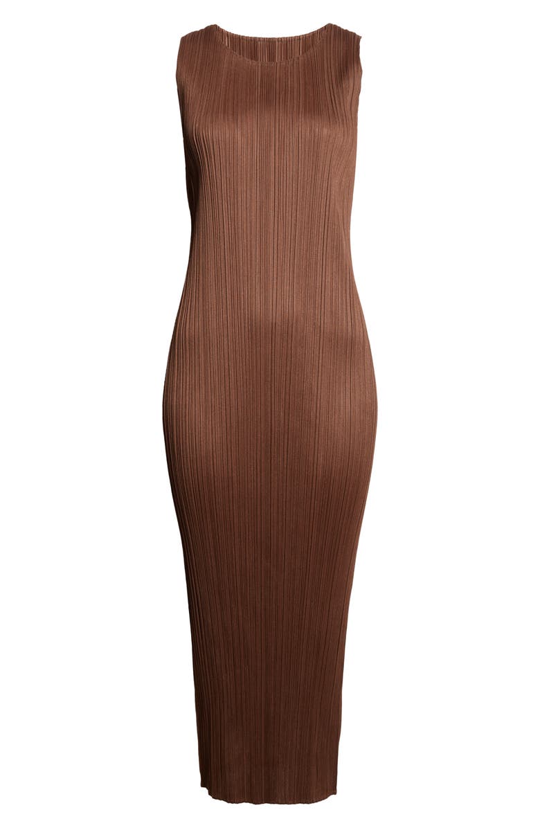 Pleats Please Issey Miyake New Colorful Basics 4 Pleated Sleeveless Dress, Alternate, color, Brown