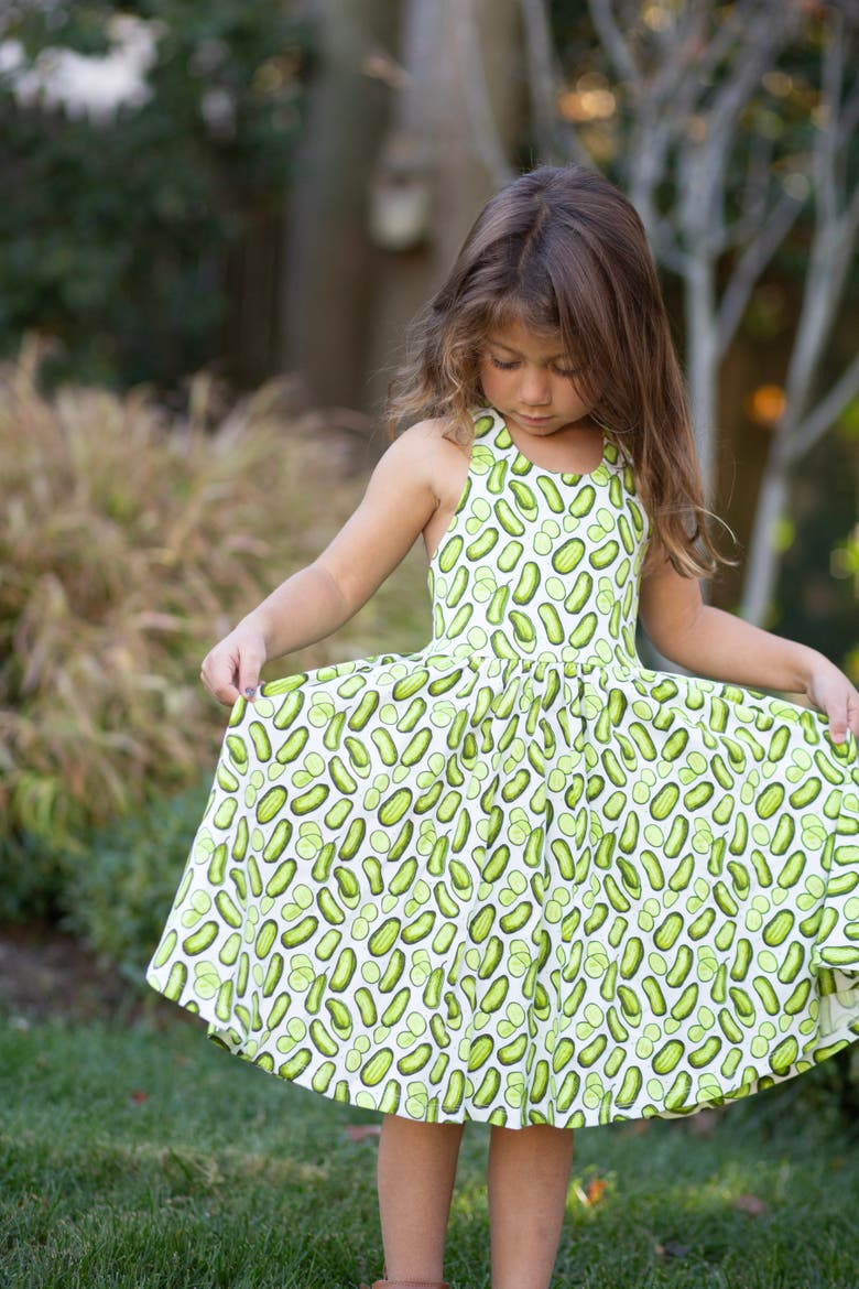 Girls Cross Back Dress, Alternate, color, Pickles