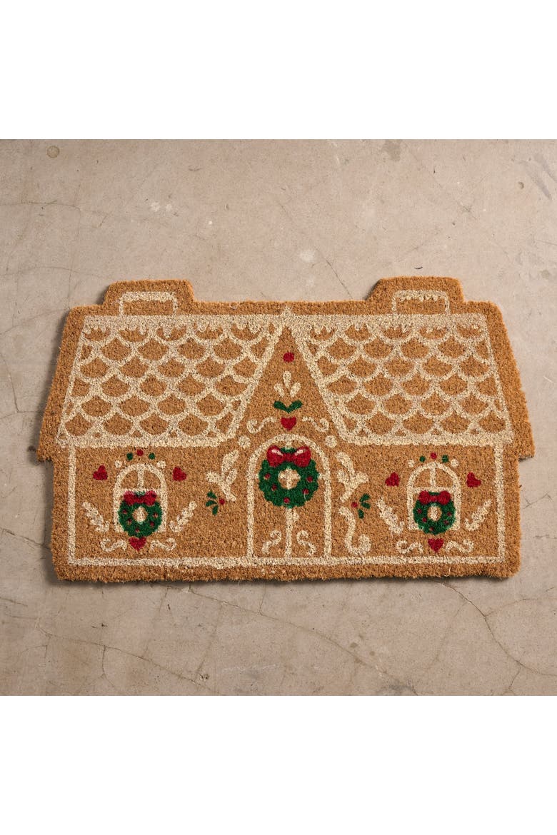 Garam Coir Gingerbread House Door Mat, Alternate, color, Natural