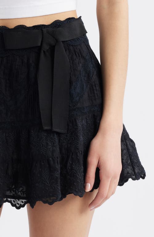 Loveshackfancy Nerina Embroidered Miniskirt In Black