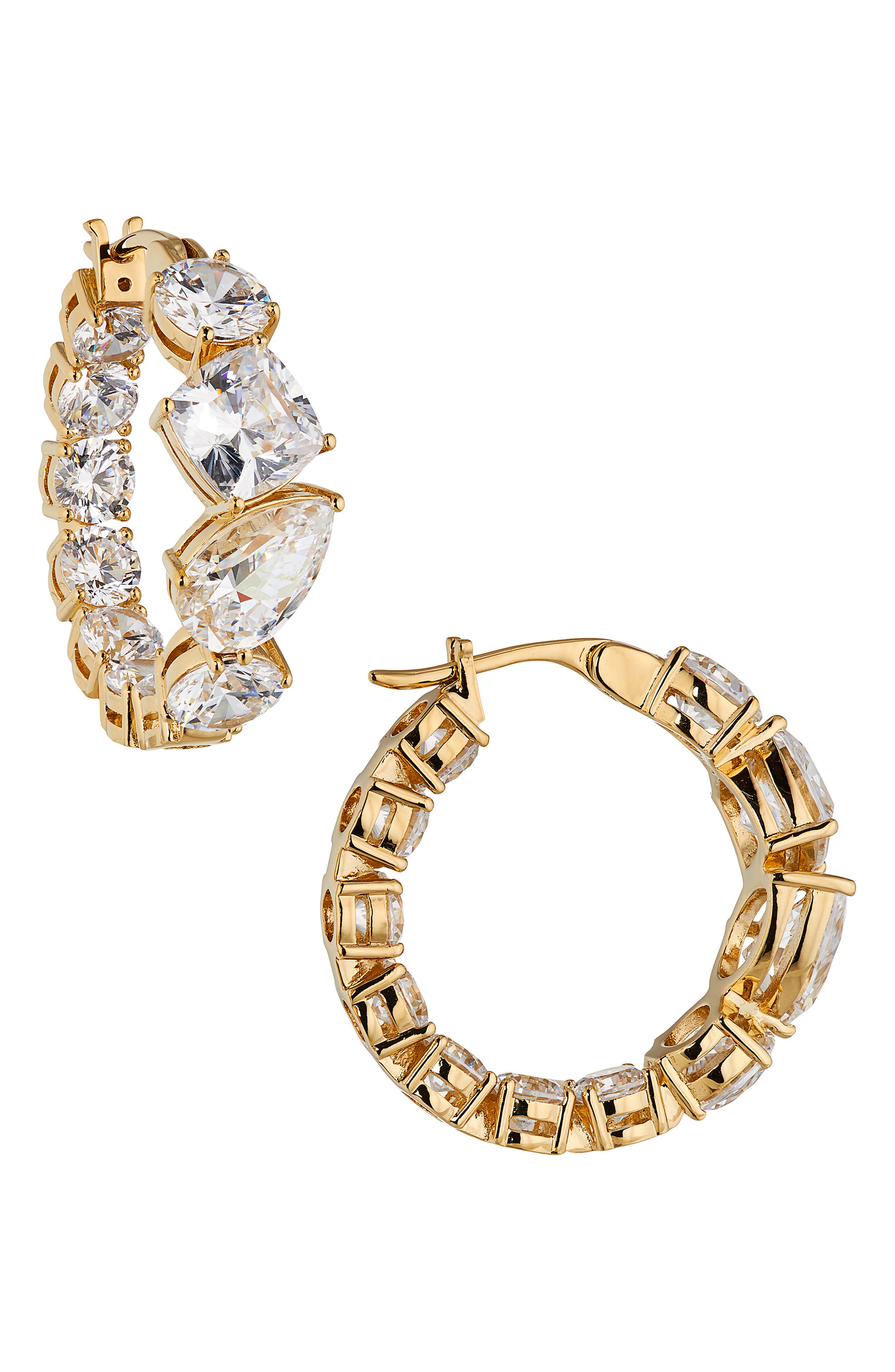 Chunky Cubic Zirconia Inside Out Hoop Earrings